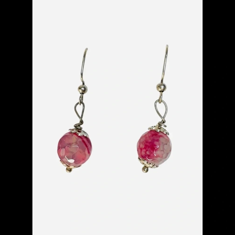 Pink Agate Drop Earrings + Beaded Necklace - Picture 4 of 6